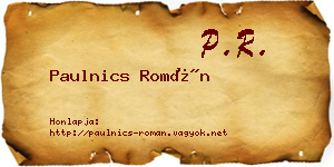Paulnics Román névjegykártya